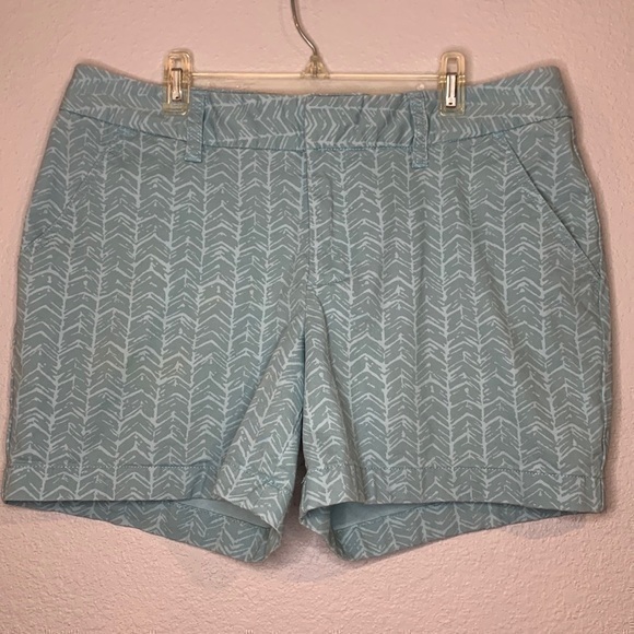 Le Tigre chino shorts dusty blue aqua pattern 5” inseam size 10 - Picture 1 of 8